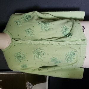 Vintage 1950's pastel green beaded cardigan medium